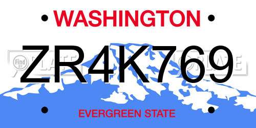 ZR4K769 Washington License Plate