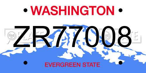 ZR77008 Washington License Plate