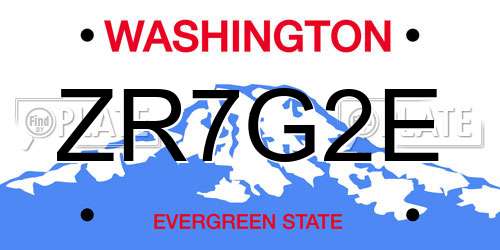 ZR7G2E Washington License Plate
