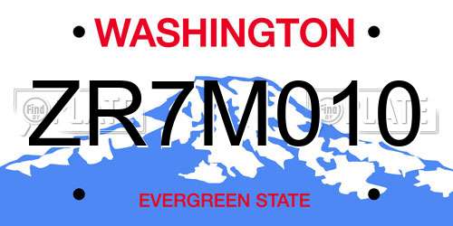 ZR7M010 Washington License Plate
