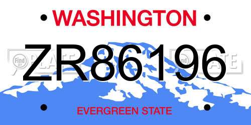 ZR86196 Washington License Plate