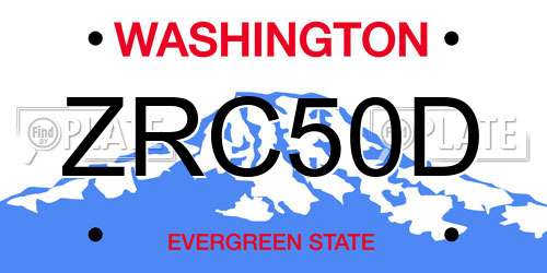 ZRC50D Washington License Plate