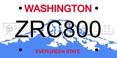ZRC800 Washington License Plate