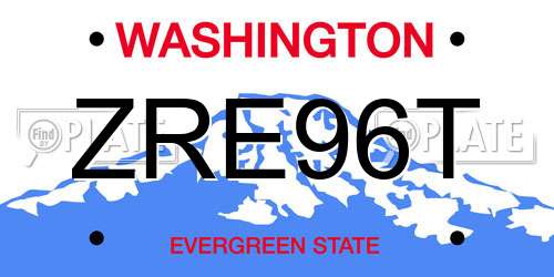 ZRE96T Washington License Plate