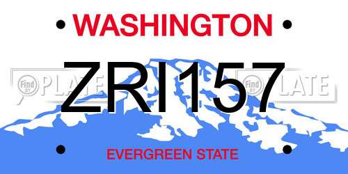 ZRI157 Washington License Plate