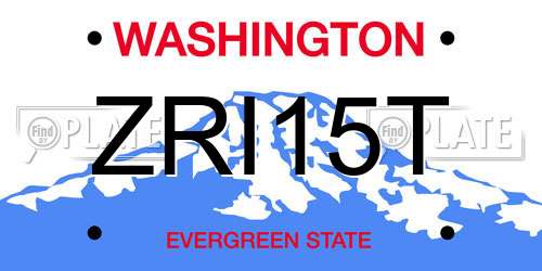 ZRI15T Washington License Plate