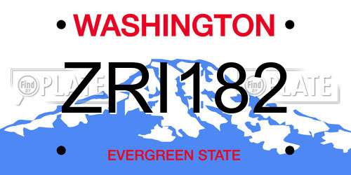 ZRI182 Washington License Plate