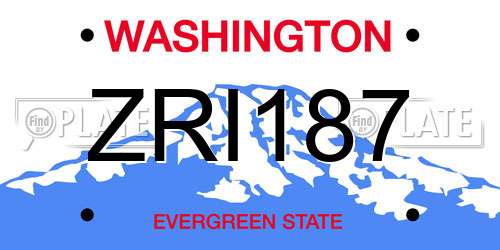 ZRI187 Washington License Plate