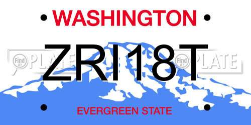 ZRI18T Washington License Plate