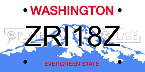 ZRI18Z Washington License Plate
