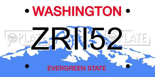 ZRII52 Washington License Plate