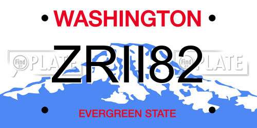 ZRII82 Washington License Plate
