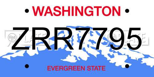 ZRR7795 Washington License Plate