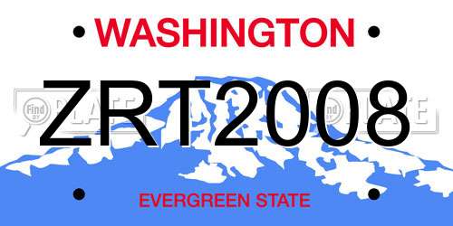 ZRT2008 Washington License Plate