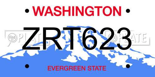ZRT623 Washington License Plate