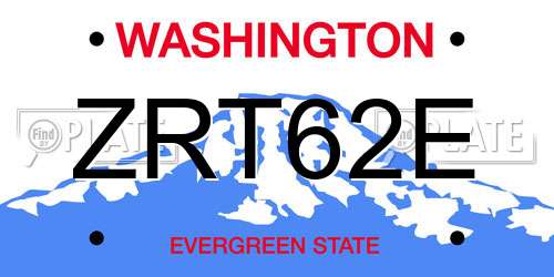 ZRT62E Washington License Plate
