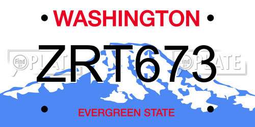 ZRT673 Washington License Plate