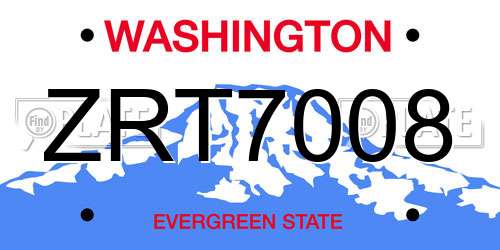 ZRT7008 Washington License Plate