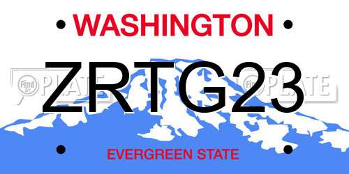 ZRTG23 Washington License Plate