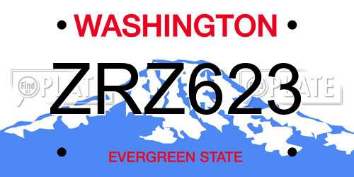 ZRZ623 Washington License Plate