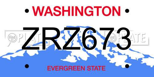 ZRZ673 Washington License Plate