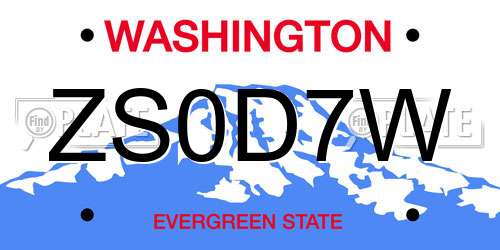 ZS0D7W Washington License Plate