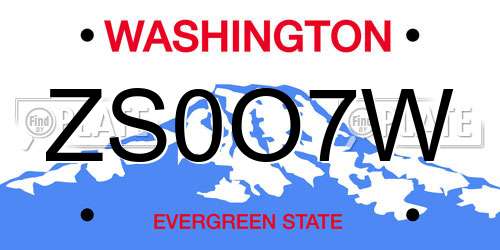 ZS0O7W Washington License Plate