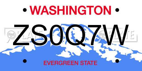 ZS0Q7W Washington License Plate