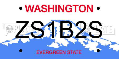 ZS1B2S Washington License Plate
