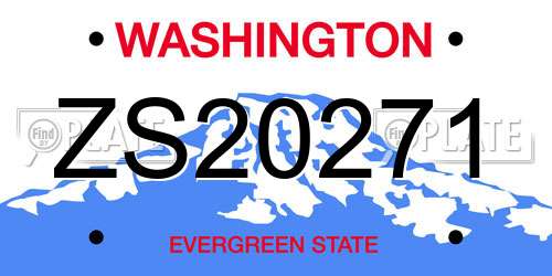 ZS20271 Washington License Plate