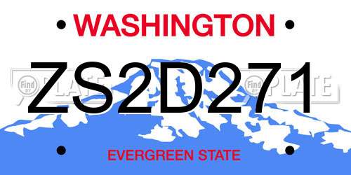 ZS2D271 Washington License Plate
