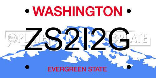 ZS2I2G Washington License Plate