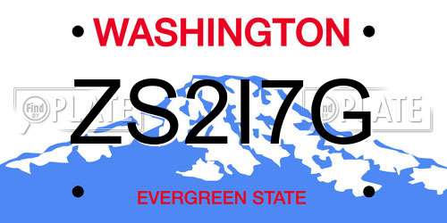 ZS2I7G Washington License Plate