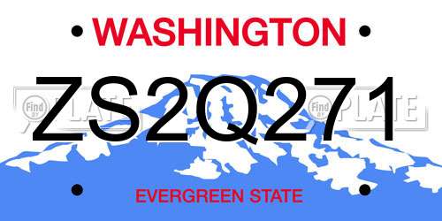 ZS2Q271 Washington License Plate