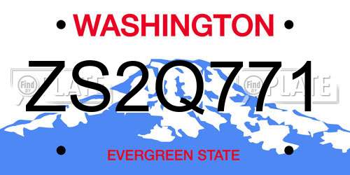 ZS2Q771 Washington License Plate
