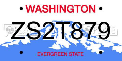 ZS2T879 Washington License Plate