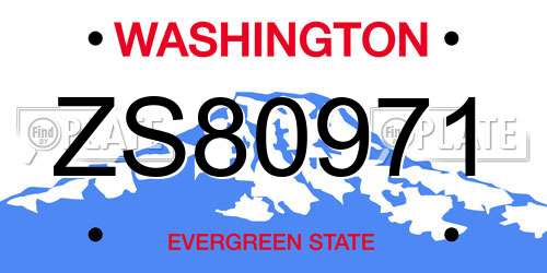 ZS80971 Washington License Plate