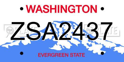 ZSA2437 Washington License Plate