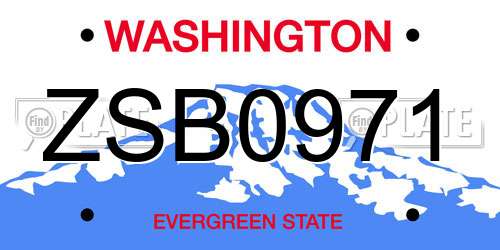 ZSB0971 Washington License Plate