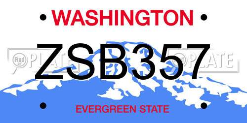 ZSB357 Washington License Plate