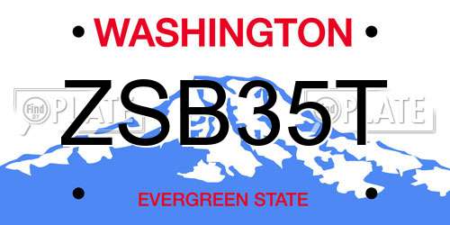 ZSB35T Washington License Plate