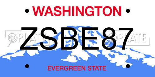 ZSBE87 Washington License Plate