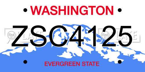 ZSC4125 Washington License Plate