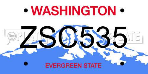 ZSC535 Washington License Plate