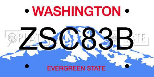 ZSC83B Washington License Plate