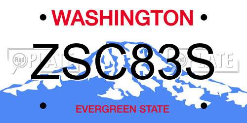 ZSC83S Washington License Plate