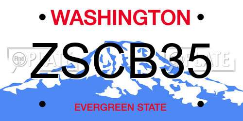 ZSCB35 Washington License Plate