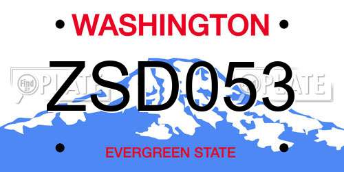 ZSD053 Washington License Plate
