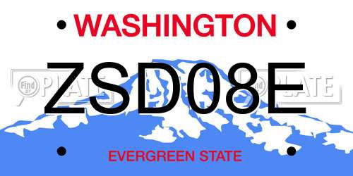 ZSD08E Washington License Plate