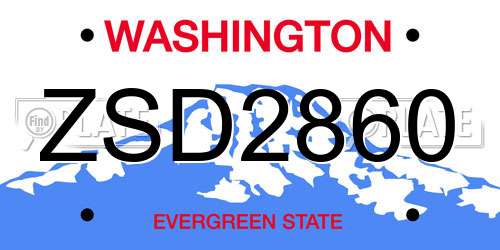 ZSD2860 Washington License Plate